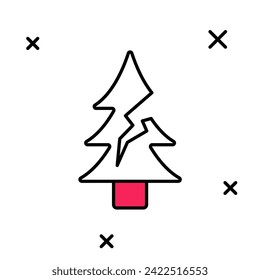 Filled outline Tree icon isolated on white background. Forest symbol.  Vector