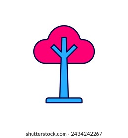 Filled outline Tree icon isolated on white background. Forest symbol.  Vector