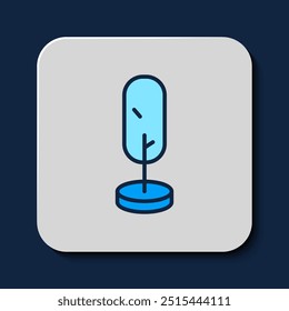 Filled outline Tree icon isolated on blue background. Forest symbol.  Vector