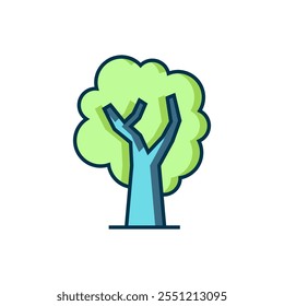 Filled outline Tree icon isolated on white background. Forest symbol. Flat filled outline style with shadow. Vector