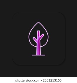 Filled outline Tree icon isolated on black background. Forest symbol. Flat filled outline style with shadow. Vector