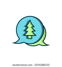Filled outline Tree icon isolated on white background. Forest symbol. Flat filled outline style with shadow. Vector