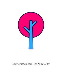 Filled outline Tree icon isolated on white background. Forest symbol.  Vector
