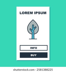 Filled outline Tree icon isolated on turquoise background. Forest symbol.  Vector