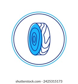 Filled outline Tree rings icon isolated on white background. Wooden cross section.  Vector