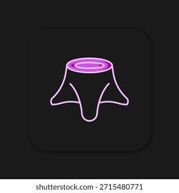 Esquema relleno Icono de tocón de árbol aislado sobre fondo negro. Estilo de contorno relleno plano con sombra. Vector