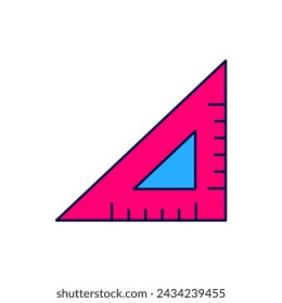 Filled outline Triangular ruler icon isolated on white background. Straightedge symbol. Geometric symbol.  Vector