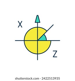 Símbolo relleno Icono de círculo trigonométrico aislado en fondo blanco.  Vector