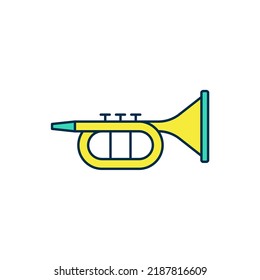 Filled outline Trumpet icon isolated on white background. Musical instrument.  Vector