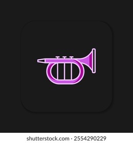 Filled outline Trumpet icon isolated on black background. Musical instrument. Flat filled outline style with shadow. Vector