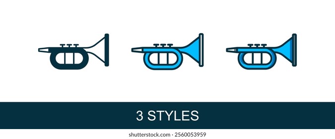 Filled outline Trumpet icon isolated on white background. Musical instrument.  Vector