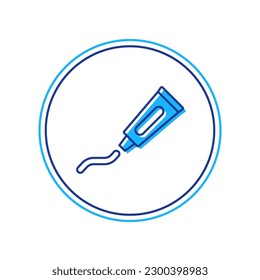 Filled outline Tube of toothpaste icon isolated on white background.  Vector