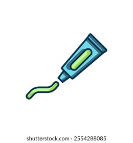 Filled outline Tube of toothpaste icon isolated on white background. Flat filled outline style with shadow. Vector