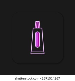 Filled outline Tube of toothpaste icon isolated on black background. Flat filled outline style with shadow. Vector