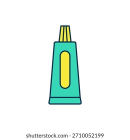 Tubo lleno del icono de la pasta de dientes aislado en el fondo blanco.  Vector
