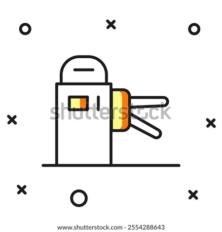 Filled outline Turnstile icon isolated on white background. Flat filled outline style with shadow. Vector