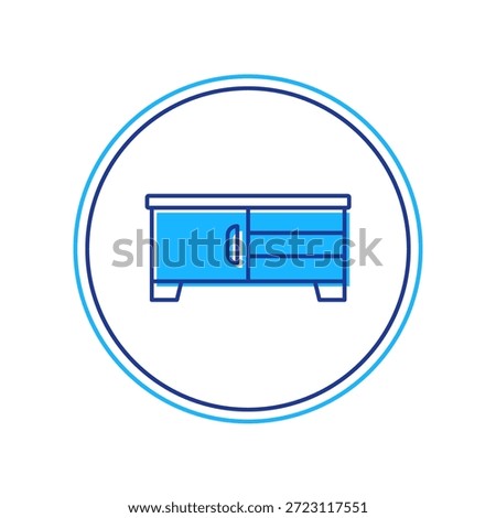 Filled outline TV table stand icon isolated on white background.  Vector