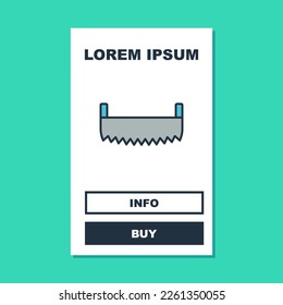 Filled outline Two-handed saw icon isolated on turquoise background.  Vector