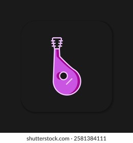 Filled outline Ukrainian traditional musical instrument bandura icon isolated on black background. Flat filled outline style with shadow. Vector