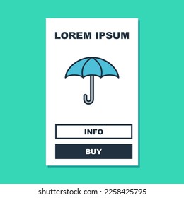 Filled outline Umbrella icon isolated on turquoise background. Insurance concept. Waterproof icon. Protection, safety, security concept.  Vector