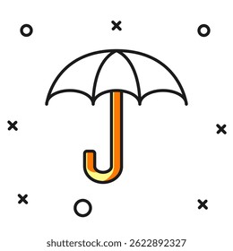 Filled outline Umbrella icon isolated on white background. Insurance concept. Waterproof icon. Protection, safety, security concept. Flat filled outline style with shadow. Vector