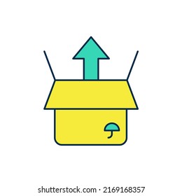 Filled outline Unboxing icon isolated on white background.  Vector