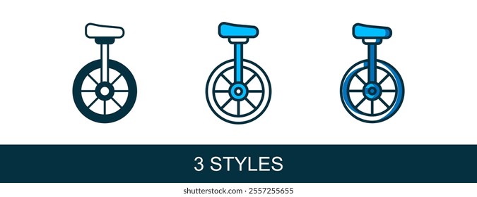 Filled outline Unicycle or one wheel bicycle icon isolated on white background. Monowheel bicycle.  Vector