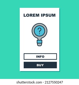 Filled outline Unknown search icon isolated on turquoise background. Magnifying glass and question mark.  Vector