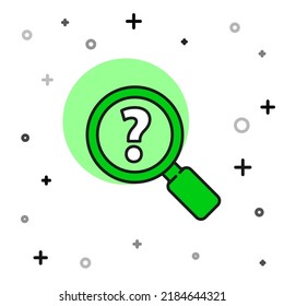 Filled outline Unknown search icon isolated on white background. Magnifying glass and question mark.  Vector