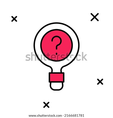 Filled outline Unknown search icon isolated on white background. Magnifying glass and question mark.  Vector