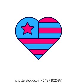Filled outline USA Independence day icon isolated on white background. 4th of July. United States of America country.  Vector