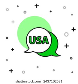 Filled outline USA label icon isolated on white background. United States of America.  Vector