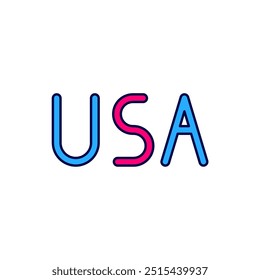 Filled outline USA label icon isolated on white background. United States of America.  Vector