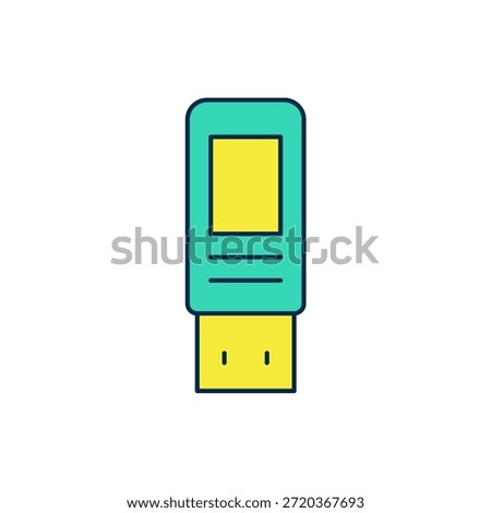 Filled outline USB flash drive icon isolated on white background.  Vector