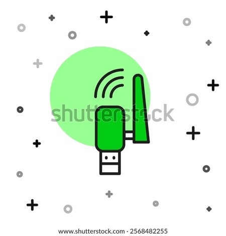 Filled outline Usb wireless adapter icon isolated on white background.  Vector