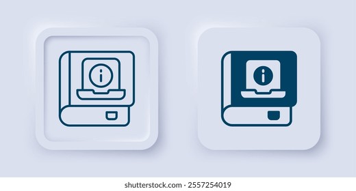 Filled and outline User manual icon isolated on grey background. User guide book. Instruction sign. Read before use. Square button. Vector