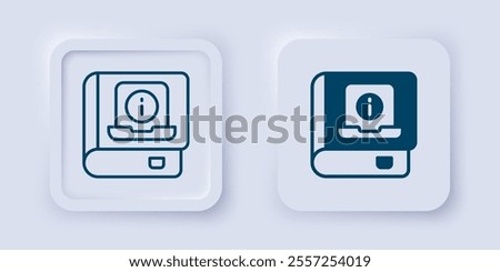 Filled and outline User manual icon isolated on grey background. User guide book. Instruction sign. Read before use. Square button. Vector