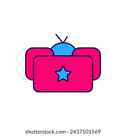 Icono de Ushanka de contorno relleno aislado sobre fondo blanco. Sombrero de invierno de piel rusa ushanka con estrella. Uniforme de la Unión Soviética de KGB y NKVD. Vector