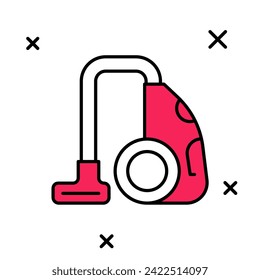 Filled outline Vacuum cleaner icon isolated on white background.  Vector