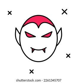 Filled outline Vampire icon isolated on white background. Happy Halloween party.  Vector