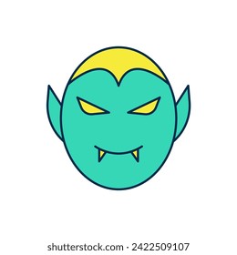Filled outline Vampire icon isolated on white background. Happy Halloween party.  Vector