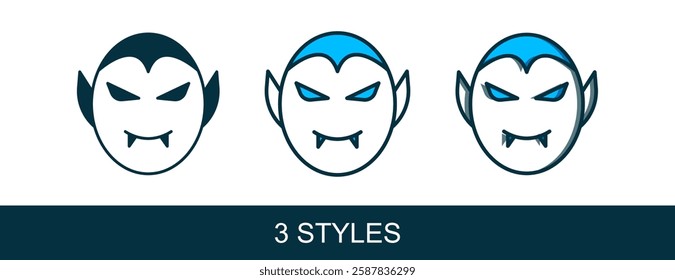 Filled outline Vampire icon isolated on white background. Happy Halloween party.  Vector