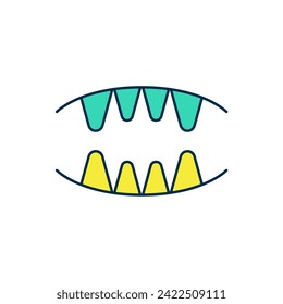 Filled outline Vampire teeth icon isolated on white background. Happy Halloween party.  Vector