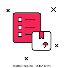 Estrutura de tópicos preenchida Verificação do ícone da área de transferência da lista de entrega isolado no plano de fundo branco.  Vetor