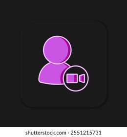 Filled outline Video chat conference icon isolated on black background. Online meeting work form home. Remote project management. Flat filled outline style with shadow. Vector
