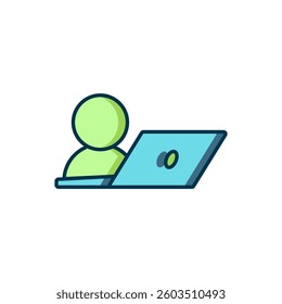 Filled outline Video chat conference icon isolated on white background. Online meeting work form home. Remote project management. Flat filled outline style with shadow. Vector
