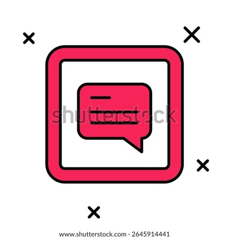 Filled outline Video with subtitles icon isolated on white background.  Vector