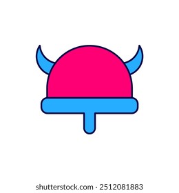 Filled outline Viking in horned helmet icon isolated on white background.  Vector