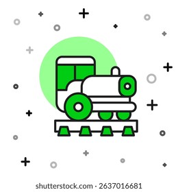 Filled outline Vintage locomotive icon isolated on white background. Steam locomotive.  Vector