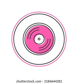 Filled outline Vinyl disk icon isolated on white background.  Vector